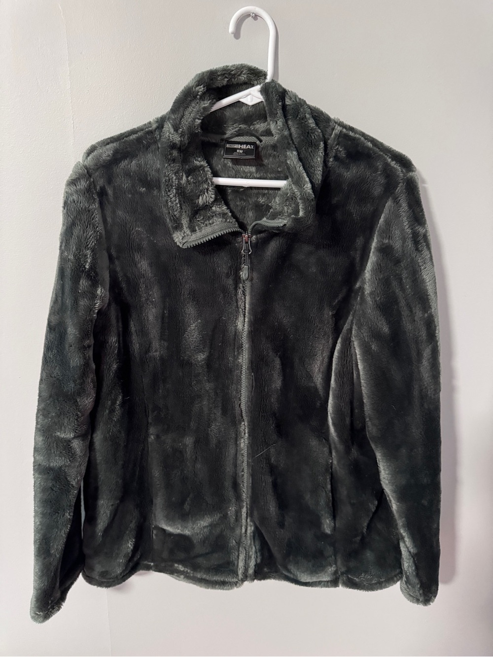 Plush Full-Zip Teddy Jacket - Dark Gray